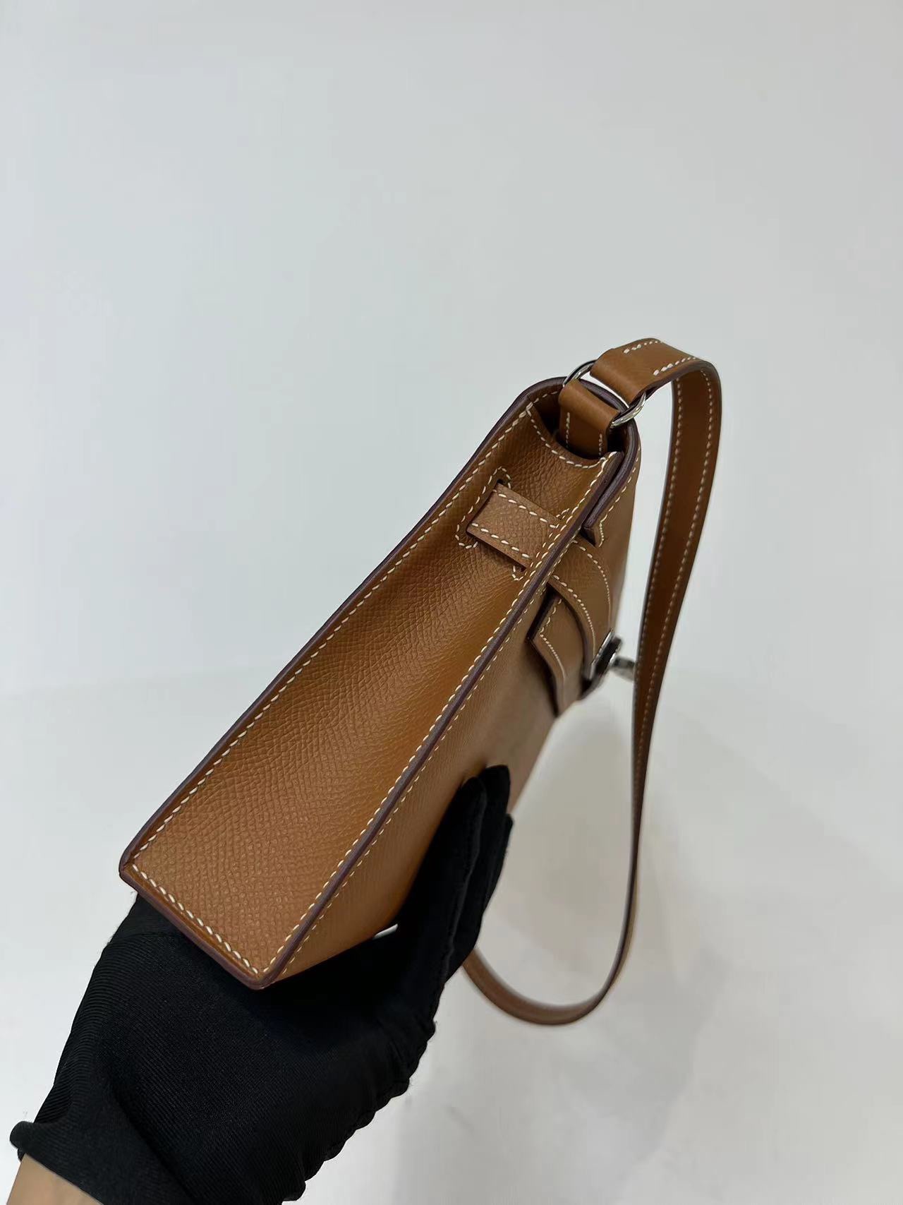 Hermes Kelly Elan Shoulder Bag in Brown Epsom Leather 